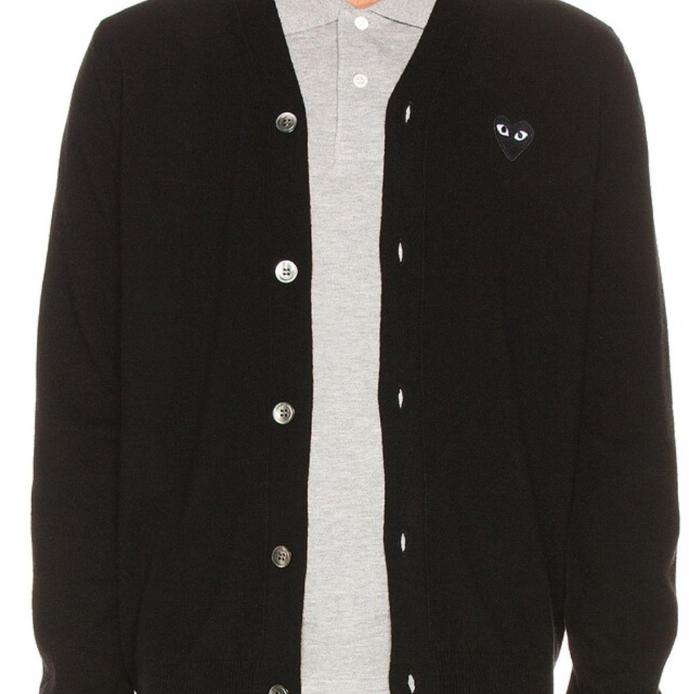Comme des Garçons Play Black Cardigan with black Heart Patch